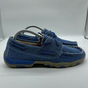 Twisted X Denim Loafers Womens Size 9.5M Blue Boat Shoes WDM0049